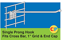 Single Prong Hooks - Fits Cross Bar, 1" Grid and End Cap